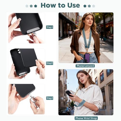 Tiostep Clip and Go Strap for Phone with Wallet Crossbody Phone Lanyard Adjustable and Anti-Theft Leather Purse with RFID Zipper Pouch for Travel Daily Life. Blue - color: Blue