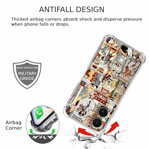Case for iPhone 17 with Superhero Design,Cartoon Comic Pop Culture Art Collage,Clear Soft TPU Bumper Phone Cover,6.3"(Hero,17) - color: Hero, size: iPhone 17