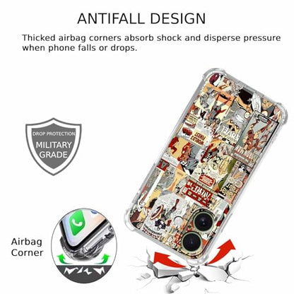 Case for iPhone 17 with Superhero Design,Cartoon Comic Pop Culture Art Collage,Clear Soft TPU Bumper Phone Cover,6.3"(Hero,17) - color: Hero, size: iPhone 17