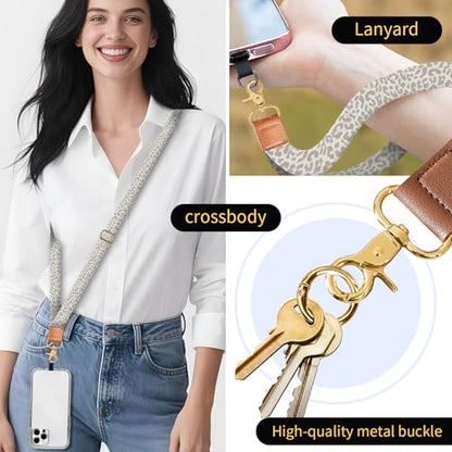 Phone Lanyard Crossbody Wrist Strap, Cute Cell Phone Lanyards for around the Neck Wristlet Wrist Strap - color: Luxury Cute Leopard
