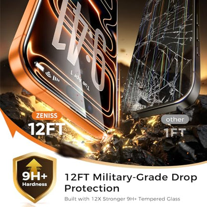 NeverBreak 9H+ Hardness for iPhone 17 Pro Max Screen Protector 12FT Military Grade Protection (Scratch, Shatter, Drop Resistance) Tempered Glass Full Edge Coverage 6.9", 2 Pack with De-Bubble Card - size: iPhone 17 Pro Max