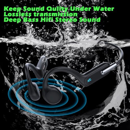 AYI Professional Swim Headphones True Bone Conduction Open Ear Headset Underwater MP3 Player Built-in 32G Memory IP68 Waterproof Bluetooth Earphone for Driving Bicycling Running Skiing-X6 Black - color: Swim Headphone X6 Black