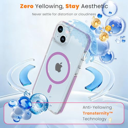 DEERLAMN Magnetic Clear Case for iPhone 13/iPhone 14 6.1-Inch, [Compatible with Magsafe][Anti-Yellowing] Transparent Slim Shockproof Protective Phone Cover, Purple - color: Purple, size: iPhone 13/14-6.1 Inch