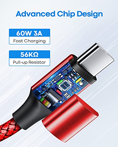 etguuds USB C to USB C Cable 0.5ft, 2-Pack 60W C to C Cable Fast Charging - color: Red, size: 0.5ft