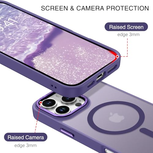 BENTOBEN Magnetic for iPhone 16 Pro Max Case,(Compatible with MagSafe) (Military Grade Drop Protection) Slim Translucent Matte Shockproof with Anti-Fingerprint Phone Case 6.9",Deep Purple - color: Deep Purple