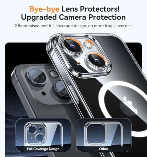 CANSHN Magnetic Compatible with iPhone 13 Case, Upgraded [Full Camera Protection] [Compatible with Magsafe] Non-Yellowing Shockproof Protective Bumper Phone Case 6.1 inch - Clear - color: Clear, size: iPhone 13 (6.1 Inch, 2 Lens)