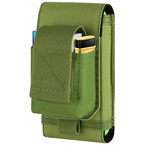 Tactical Molle Phone Holster, Compact Waist Belt Pouch with Cigarette Case for iPhone 17 Pro Max/16 Pro Max/15 Pro Max/14 Pro Max/13 Pro Max, Samsung S25/S24/S23/S22 - color: Green