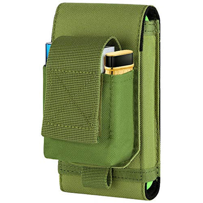 Tactical Molle Phone Holster, Compact Waist Belt Pouch with Cigarette Case for iPhone 17 Pro Max/16 Pro Max/15 Pro Max/14 Pro Max/13 Pro Max, Samsung S25/S24/S23/S22 - color: Green