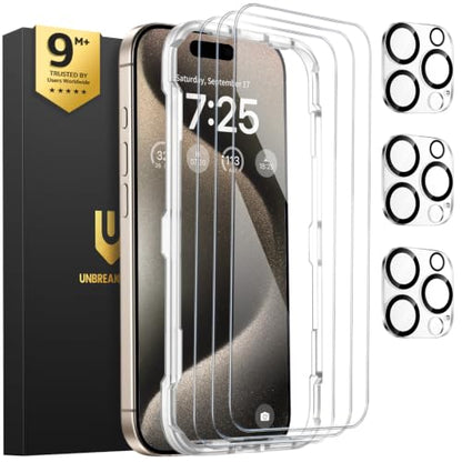 UNBREAKcable iPhone 15 Pro Max Screen Protector & Camera Lens Protector - size: iPhone 15 Pro Max