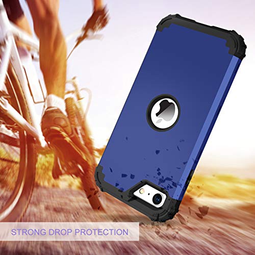 BENTOBEN for iPhone SE 2022 Case and Phone Case iPhone SE 2020, Heavy Duty 3 in 1 Full Body Rugged Shockproof Hybrid Hard PC Soft Rubber Bumper Drop Protective Girl Women Boy Men SE Cover,Deep Blue - color: Black/Deep Blue