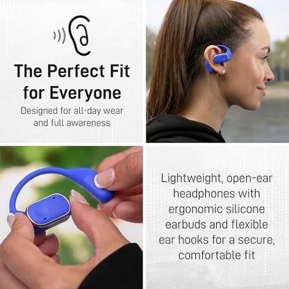 Groovz Open-Ear Plus True Wireless Headphones with Battery Display - Designed & Engineered in the USA - Multi-Point Pairing Bluetooth Open Ear Earbuds Compatible with Apple & Android - Wood Grain - color: Wood Grain