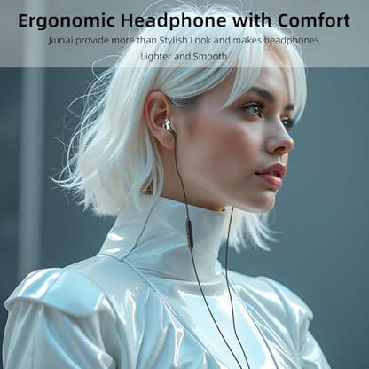 Jiunai USB C Headphones with Mic in-Ear Type C Wired Earbuds Stereo Black