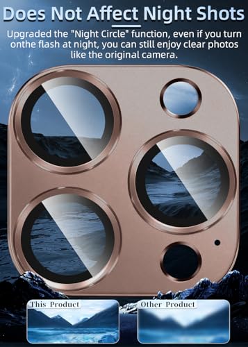 ZXZone for iPhone 16 Pro/iPhone 16 Pro Max Camera Lens Protector, Strong Adhesion Aluminum alloy & Sapphire Glass material [Drop Protection] 9H Tempered Glass Camera Cover screen Metal Ring Case Friendly Scratch Resistant Easy to Install (Desert Gold) - c