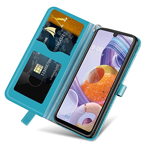 LG Stylo 6 Wallet Case with Card Holder/Slot,PU Leather Flip Folio Shell [Magnetic Closure][Wrist Strap][Kickstand] Shockproof Cover Fit LG Stylo 6(6.8''),Turquoise - color: Turquoise, size: LG Stylo 6
