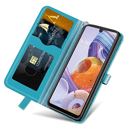 LG Stylo 6 Wallet Case with Card Holder/Slot,PU Leather Flip Folio Shell [Magnetic Closure][Wrist Strap][Kickstand] Shockproof Cover Fit LG Stylo 6(6.8''),Turquoise - color: Turquoise, size: LG Stylo 6