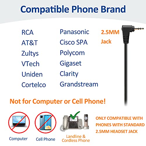 Wantek 2.5mm Telephone Headset Monaural with Noise Canceling Mic+Quick Disconnect Compatible with Cisco Linksys SPA Polycom Grandstream Panasonic Zultys AT&T Office IP & Cordless Dect Phones(600QJ25) - color: Monaural 2.5mm Jack QD
