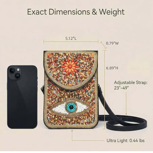 Small Crossbody Bags for Women, Cell Phone Shoulder Bag Boho Wallet Purse - color: Colorful