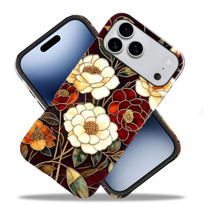 Compatible with iPhone 17 Pro Max,Anti-Scratch Glossy Case Cover,Stained Glass Flower 04 - color: Stained Glass Flower 04, size: IPhone 17 Pro Max