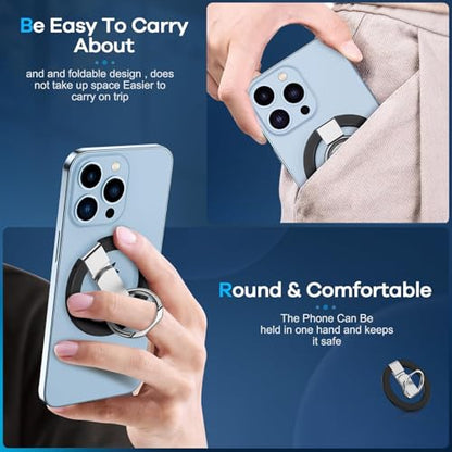 Professional Phone Ring Holder Adjustable Magnetic Kickstand iPhone 11 12 13 14 15 16 17 Pro Max Samsung Galaxy Business Anti-Drop Grip Rotation Wireless Charging Compatible Durable Black - color: Black Metal Holder