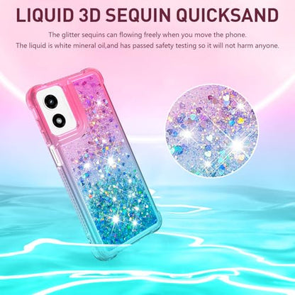 for Moto G Play 2024 Case with Screen Protector, Pink Blue - color: Pink and Blue
