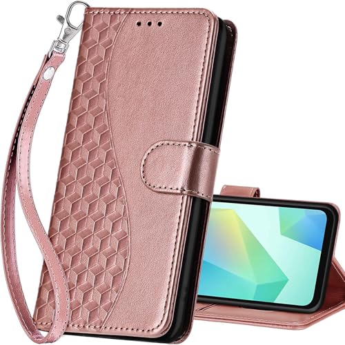 for Samsung Galaxy A16 5G Wallet case, Rose Gold | 3 Card Holders, Kickstand, Shockproof TPU Shell, PU Leather, Magnetic Closure, Protective Flip Folio Cover, Women - color: 5