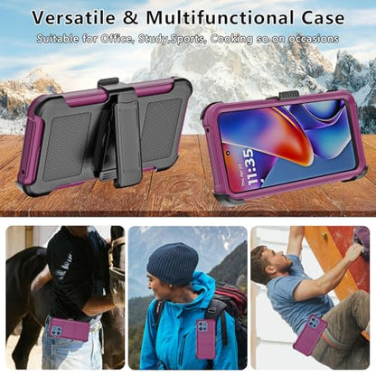 for Motorola Moto G 2026/2025 Case, for Moto G Play 2026 Case with Belt Clip Holster, Heavy Duty 2-Layer Protection, Anti-Drop, Shockproof Phone Cover (Wine Red) - color: Wine Red
