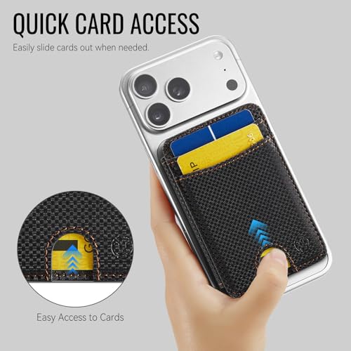 WJX MagSafe Magnetic Phone Wallet, RFID Slim 6 Card Holder with Cash Slot & Clear ID Window, Mini Gift‑Ready Wallet for Google/Samsung/iPhone 17/16/15/14/13/12 Series, Carbon Fiber - color: A-Carbon Fiber