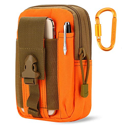 Tactical Waist Pouch EDC Molle Waist Bag Belt Phone Pouch Holster Purse Carrying Pouch for Smartphone, Tools - color: Orange