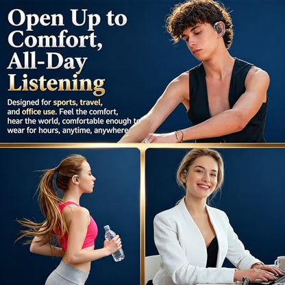 Open Ear Headphones, Wireless Headphones with Smart Digital Display & Mic - color: Gray
