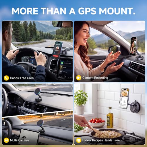 Magnetic Phone Holder for Car Wireless Charging, 15W Fast Wireless Car Charger with Vacuum Suction, 360° Adjustable Magnetic Mount for Dashboard & Windshield, Hands-Free for MagSafe iPhone & Android - size: for Magnetic General PM