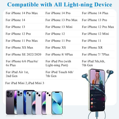 ACANDYA MFi-Certified Lighting Earbuds for iPhone 14 13 12 Pro Max Lakeblue - color: Lake Blue