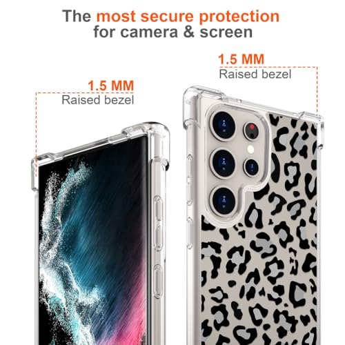 Hungo Galaxy S24 Ultra Case Leopard Cheetah Cute Clear Design, Girly for Women Girls Floral Transparent Case Compatible with Samsung Galaxy S24 Ultra Leopard Cheetah Print - color: Leopard Cheetah
