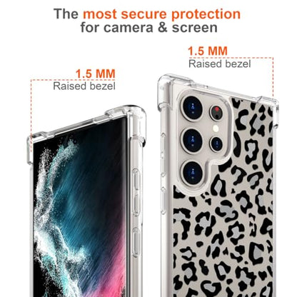 Hungo Galaxy S24 Ultra Case Leopard Cheetah Cute Clear Design, Girly for Women Girls Floral Transparent Case Compatible with Samsung Galaxy S24 Ultra Leopard Cheetah Print - color: Leopard Cheetah