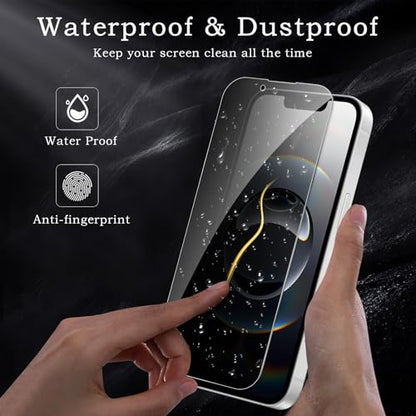 Privacy Screen Protector for iPhone 16e/14/13/13 Pro, Shatterproof Tempered Glass Accessories, Anti Spy Tempered Glass Film, Case Friendly Ultra Resistant 9H Hardness Anti-Glare HD Black -3 Pack