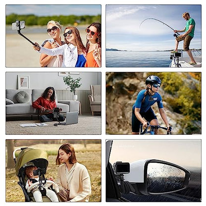 Taisioner Flex Mount Stroller Phone Holder Selfie Stick Gooseneck for Treadmill Bike Shopping Cart Boat Smartphone Suitable with GoPro Hero 12/11/10/9/8/7/6/5/4 AKASO Insta360 - style: Straight