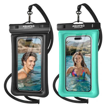 NEPHI IP68 Waterproof Phone Pouch 2 Pack-Up to 7.0"，Adjustable Neck Lanyard Floating Waterproof Phone Case for iPhone,Phone Dry Bags for Vacation Beach Pool Travel Essentials (Black Green 2 Pack) - color: Black Green 2 Pack