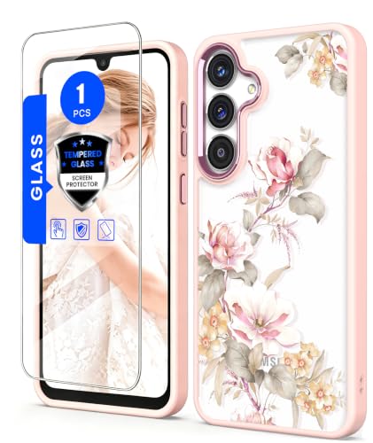 Crystal Clear Flower Pattern Case for Samsung Galaxy S26 FE-Peony | Girl Women Slim Soft TPU + Hard PC Military Grade Protective Phone Cover WithTempered Glass Screen Protector for S26 FE - color: S26 FE-Ranunculus
