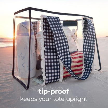 Case-Mate Jelly Tote Bag - color: Clear Navy Gingham Eyelet Ruffle