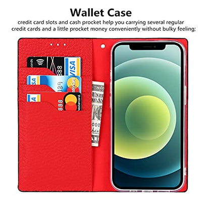 iCoverCase Compatible with iPhone 13 Wallet Case, RFID Blocking Genuine Leather Magnetic Case with Wrist Strap and Card Slots Kickstand Feature Flip Cover 6.1 Inch (Black) - color: Black, size: iPhone 13