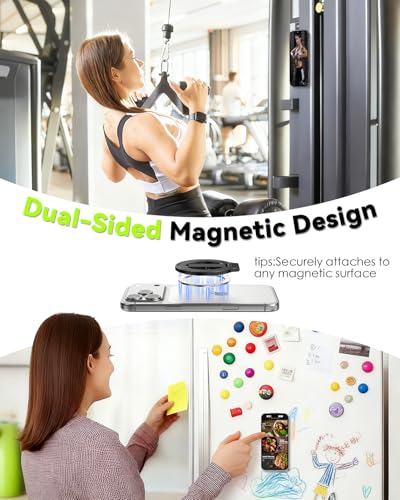 CloudValley Magnetic Phone Grip Holder for MagSafe, Slim Removable [Soft Finger Strap] Ring Stand Kickstand for iPhone 17/16/15/14/13/12 Series Compatible with Mag Car Mounts, Black