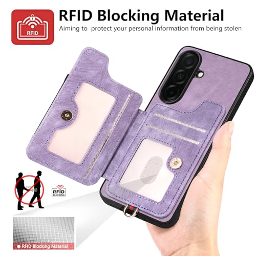 for Samsung Galaxy S26 Case Wallet with Card Slots Blue | PU Leather Flip Folio Cover,RFID Blocking Ring Holder,Kickstand,Wrist Strap,Shockproof,Magnetic Protective,Women Men Girls - color: Blue, size: Galaxy S26 6.3 Inch
