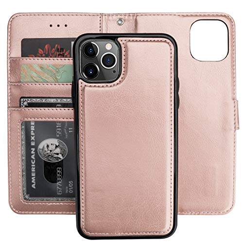 Bocasal Detachable Wallet Case Card Holder for iPhone 11 Pro Max Rose Gold - color: Rose Gold