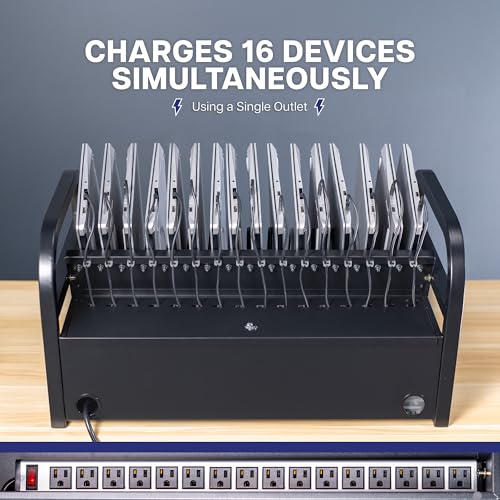 VIVO Black 16-Bay Locking Laptop Open Charging Station, STAND-LAPC3-L - size: 16-Bay + Lock