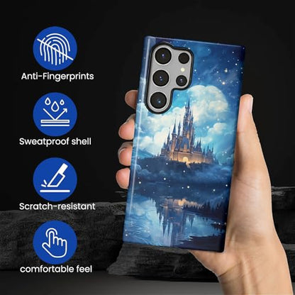 CARLOCA Case for Samsung Galaxy S23 Ultra,Blue Castle Design- Hybrid Dual Protection Soft TPU + Hard PC, Shockproof & Anti-Scratch Cover Men Women Stylish Protective Phone Case - color: Blue Castle, size: Galaxy S23 Ultra