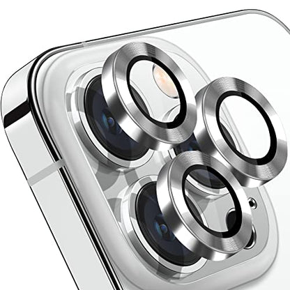 Compatible with iPhone 12 Pro Max Camera Lens Protector, Anti-Scratch 9H Tempered Glass Metal Camera Screen Protector Shockproof Cover for iPhone 12 Max 6.7 inch -3 Pcs Silver - color: Silver