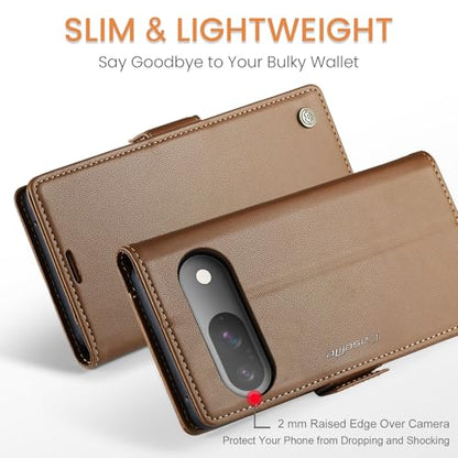 Wallet Case for Google Pixel 10/Google Pixel 10 Pro, Magnetic Flip Case with RFID Blocking Card Holder Kickstand for Women Men, Shockproof Durable Protective Phone Cover (Brown) - color: Brown