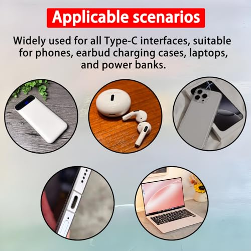 10 Pcs Anti Dust Plugs with 10 Pcs Charger Port Cleaners, Black/Translucent Self-Adhesive Silicone Dust Cover for All Lightning Ports