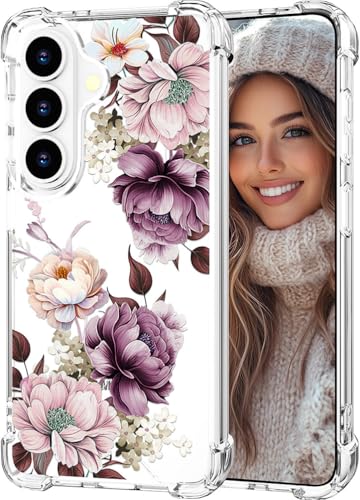 Hungo for Samsung Galaxy S26+ Plus Case (Clear Pink Rose) | Thin Slim Cute Girly Skin Cases Protector with Airbag Bumper For Women Girls - color: Clear Pink Rose, size: Galaxy S26+ Plus