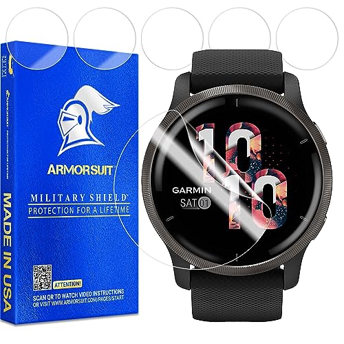 ArmorSuit 6 Pack for Garmin Venu 2 / Venu 2 Plus Screen Protector MilitaryShield HD Clear TPU Film - Made in USA - size: Venu 2 (45mm)