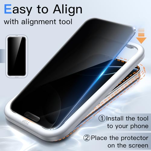 JETech 360° Privacy Screen Protector for iPhone 16 Pro, 2-Pack - size: iPhone 16 Pro